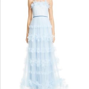 Marchesa Notte Strapless Tulle Dress Blue Gown